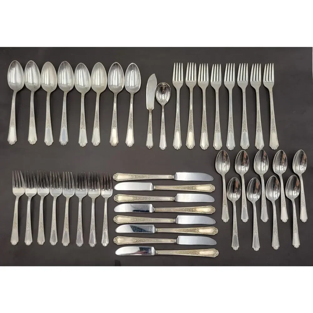 1847 Rogers Bros Ancestral Service for 8 Al Silverplate Flatware Set 43 Pcs